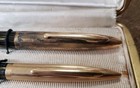 Vtg Sheaffer Fountain Pen Pencil Set Original Box 14k Gold Filled Cap Lifetime