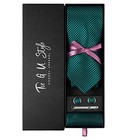 Tie G Stripe Plaid Mens Ties Set In Black Gift Box  Necktie And B3-teal Diamond