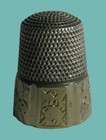 Antique Thimble  Size 10 - Simons Bros - Sterling Silver Octagonal Etched Panels