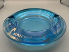 Vintage The Landmark Hotel Casino Las Vegas Blue Glass Ashtray 4 1 4    Round