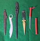 5 Vintage Letter Openers   Wood   Metal   Sword   Fuller   Layman   Straus Co 