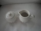 Longaberger Pottery Woven Traditions Trad Red Creamer   Sugar Bowl W  Lid Set