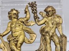 Pair Antique 19th C  French Gilt Bronze Cherubim Putti Wall Ornaments Applique