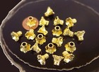 10 Bell Flowers 6-petal Caps Beads Gold Plated Pewter 10x9mm