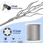 500ft 1 8  Deck Railing Cable With Cable Cutter T316 Stainless Steel Cable W 7x7