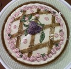 Silea Majolica Vtg  Blackberries Fruit Pie Keeper Pie Dish W lid Portugal Euc