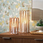 Tall Rattan Wrapped Hurricane Candle Holder - Threshold