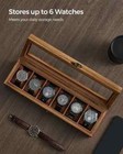 6 Slot Watch Case Display Vintage Wooden Jewelry Box Brown Organizer Storage