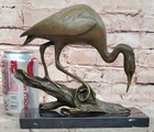 Signed Original Milo Crane Bird Bronze Art Deco Sculpture Statue Figurine Figure