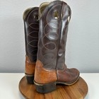 Vtg Acme Western Cowboy Boots Brown Pull On Men s 9 D Usa Round Toe Rodeo 2 Tone