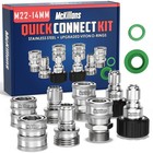 Pressure Washer Quick Connect Kit M22-14mm To 3 8  Male Female Disconnect Stainl