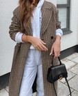 Zara Zw Collection Check Plaid Coat Ecru yellow 2024 25 Season Xs Bnwt Rrp  179