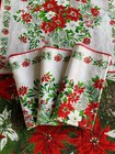 Vintage Set Of 4 Fabric Christmas Dinner Napkins Holly Poinsettia