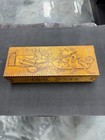Antique Victorian Pyrography Glove Box     Hand-burned Wooden Keepsake Box