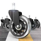 Set Of 5 Office 3 Inch Chair Caster Rubber Swivel Wheels Replacement Heavy Duty 