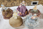 Victorian Pin Cushion Pincushion Half Dolls Lot Vintage
