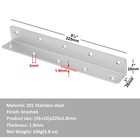 8 Pcs 8  L Right Angle Bracket  Stainless Steel Shelf Bracket 90-degree Angle   