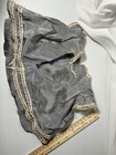 Antique Vintage Doll Dress Grey Silk Lace Pink Rosette Trim For Bisque Or French