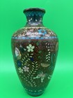 Antique Meiji Japanese Goldstone Cloisonne Butterfly Floral Vase 7 1 4   