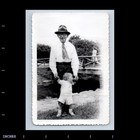 Old Vintage Photo Man Hat Glasses Smoking Cigarette Toddler Bridge Snapshot