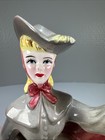 Vintage Victorian Lady Planter Vase Figure Gray Burgundy