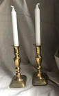 Pair Antique Brass Candlesticks Working Push Up Rods Patina Candle Holder