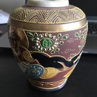 Antique Hand Painted Japanese Moriage Satsuma Vase Tt Takito  4    Tall