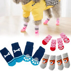 4pcs Winter Pet Dog Socks Anti Slip Warm Knit Tiger Design Paw Protector Booties