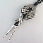Quality Solid Sterling Silver Relief Revolver Guns Western Bolo Tie