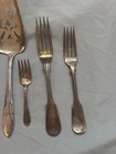 Vintage Silver Plate Flatware Lot 4 Dinner Forks Dessert Fork   Pie Server