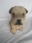 Vintage Bandanne Scuptures L Shar Pei Dog puppy  Brown Figurine 7   Tall Cute