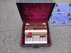 Vintage Frontalini Piano Accordion 41 Keys 120 Bass Red gold Italy Made W  Case