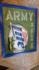 Vintage Miller Lite Army We Salute You Tank Framed Reflective Sign 28 X 22 Rare