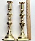 Stunning Pair Of Tall Antique Brass Candlesticks  Beehive Stem  Victorian  1860s