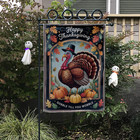 Happy Thanksgiving Garden Flag Funny Turkey Gobble Till You Wobble Decor