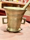 Vintage Brass Apothecary Pharmacy Medicine Mortar Pestle Set  Monographed L M