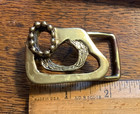 Mid Century  Brutalist Brass Belt Buckle Vintage Avb Metal Arts Usa