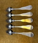 Five Joseph Moulton Antique American Coin Silver Teaspoons C1830-1850