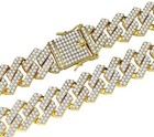Mens Square Miami Cuban Curb Link  20mm Iced 14k Gold Plated Cz Necklace Hip Hop