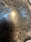 Antique Art Nouveau 10  Silverplate Hand Mirror Ornate Floral Monogram Victorian