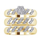 0 30 Ct Round Cut Lab Grown Diamond Wedding Trio Ring Sets 10k Yellow Gold