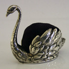 Beautiful German Solid Silver Swan Pin Cushion Sewing Needlework C1900