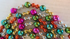 2 Strands Vintage Christmas Faux Mercury Glass Double Bead Garland Lot Of 2  d7 