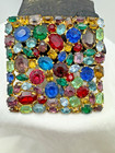 Vintage Elgin American Fruit Salad Rhinestone Compact Lid   Carrying Case Parts
