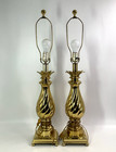 Pair Of Vtg Brass Table Lamp s Mcm Heavy  Hollywood Regency Art Deco 32  Tall