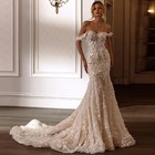 Elegant Mermaid Wedding Dress Off Shoulder Bridal Gown For Women Appliques