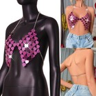 Heart Sequins Bras Chain Crop Top Body Jewelry Beach Nightclub Camisole