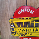 Vintage Union Made Carhartt s Service Porcelain Enamel Metal Sign Size 10  X 8 