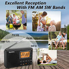 Portable Pocket Radio Am fm sw Alarm Clock Timer Large Digital Display Earphones
