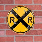 Bullet Xing Rr Railroad Crossing Train Sign Rustic Railfan Wall Art Home Decor